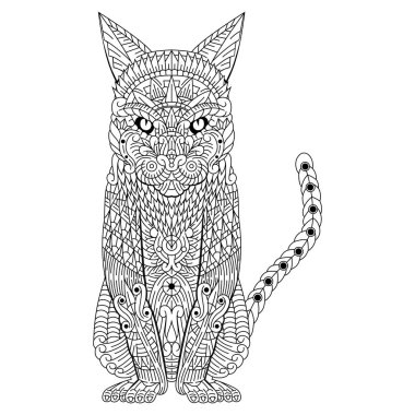 Zentangle tarzında çizilmiş bir kedi
