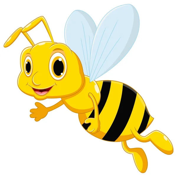 Schattig Bee Cartoon Zwaaien Hand — Stockvector