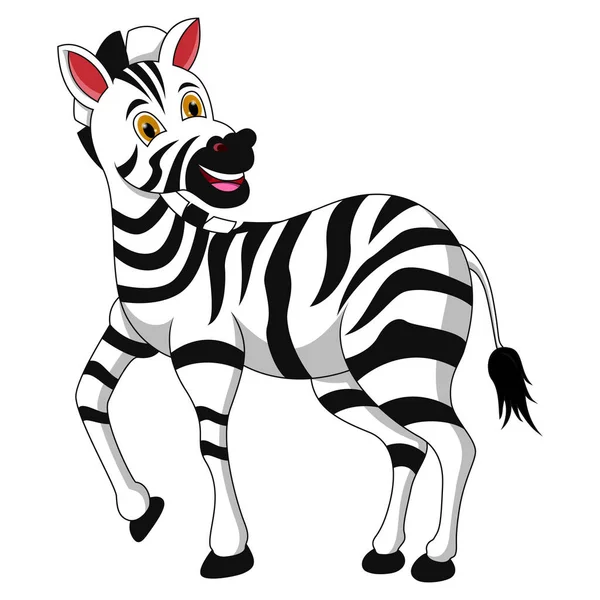 Aranyos Zebra Rajzfilm Fehér Háttér — Stock Vector