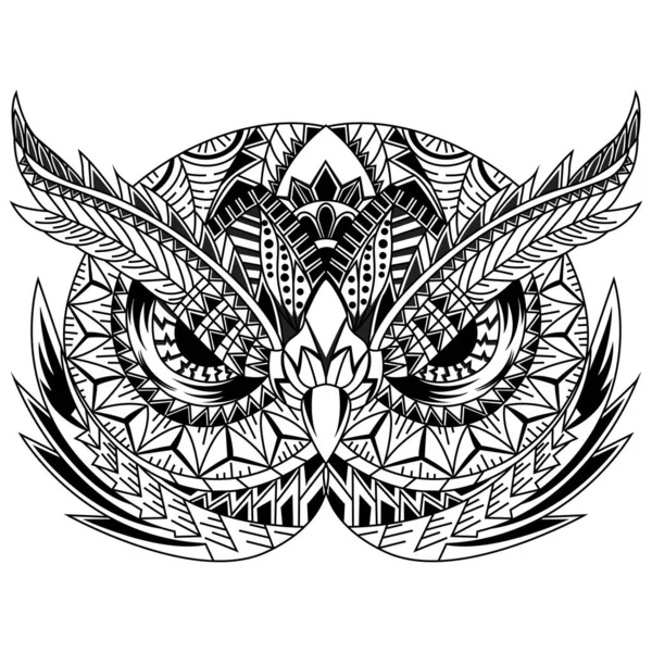 Hand Drawn Owl Head Zentangle Style — Stock Vector