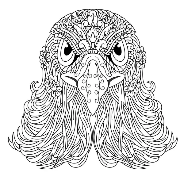 Zentangle stili kartal kafası çizilmiş.