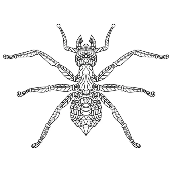 Mano Dibujada Hormiga Estilo Zentangle — Vector de stock