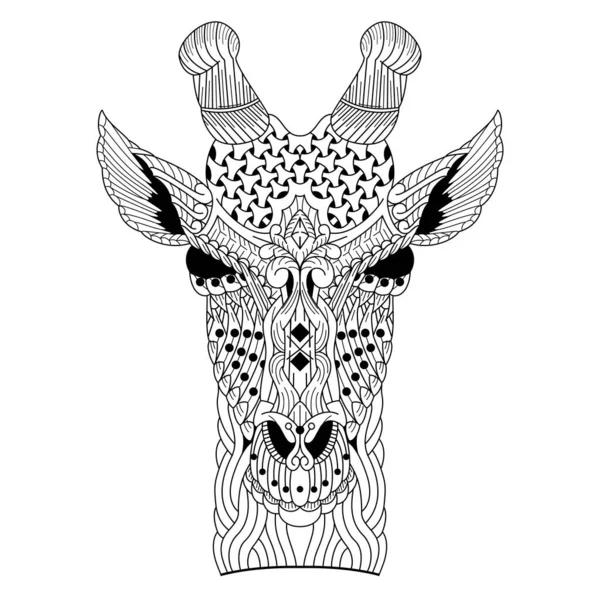 Testa Giraffa Disegnata Mano Stile Zentangle — Vettoriale Stock