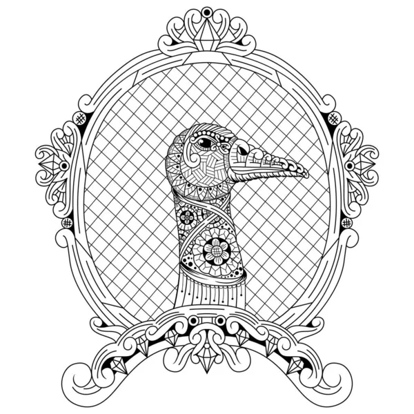Handgezeichneter Entenkopf Zentangle Stil — Stockvektor
