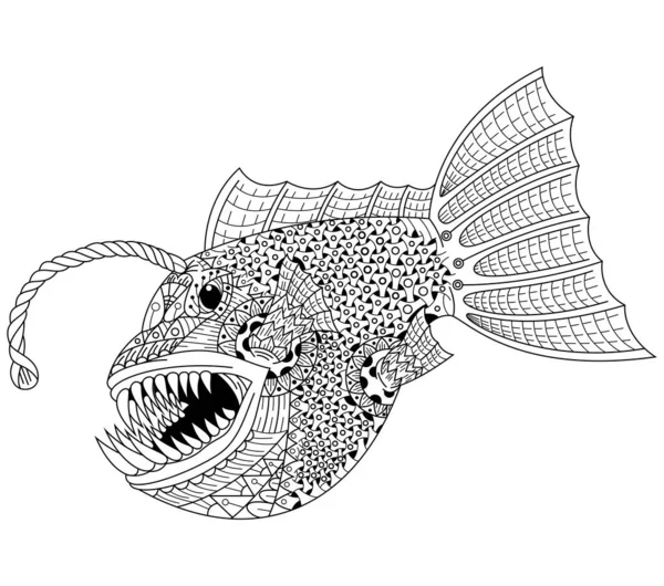 Рука Намальована Рибою Стилі Джентльменів — стоковий вектор