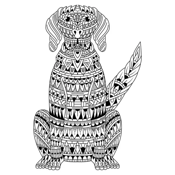角形の犬の手描き — ストックベクタ