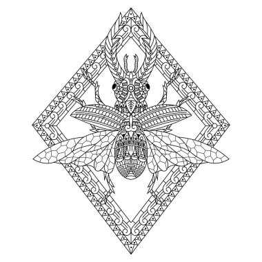 Zentangle tarzında çizilmiş böceklerin elleri