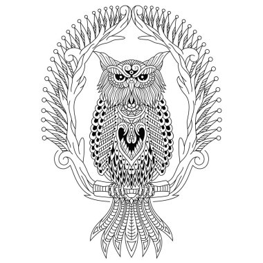 Zentangle tarzında el çizimi baykuş