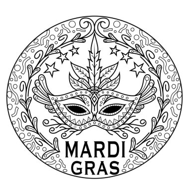 Zentangle tarzında el çizimi Mardi Gras