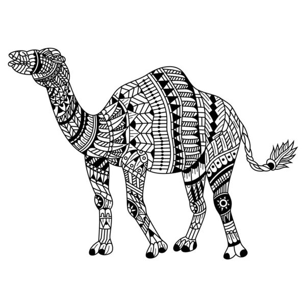 Mão Desenhada Camelo Estilo Zentangle —  Vetores de Stock