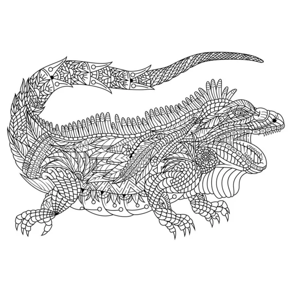 Handgezeichneter Leguan Zentangle Stil — Stockvektor