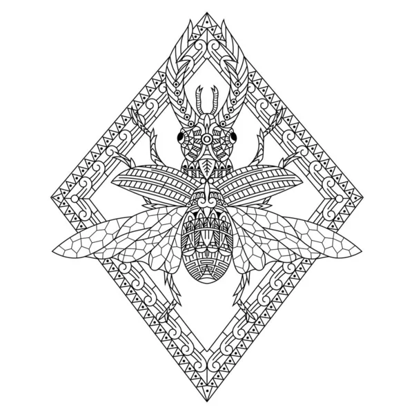 用手绘的甲虫 呈Zentangle风格 — 图库矢量图片