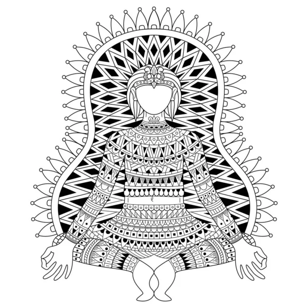 Hand Drawn Yoga Zentangle Style — Stock Vector