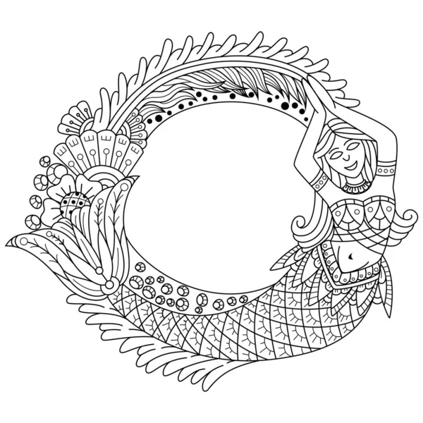 Mano Dibujada Sirena Estilo Zentangle — Archivo Imágenes Vectoriales