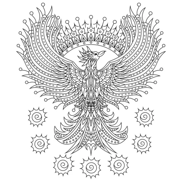 凤凰手绘 呈Zentangle风格 — 图库矢量图片