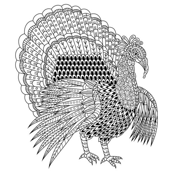 用手绘的拉链式火鸡 — 图库矢量图片