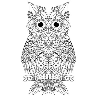 Zentangle tarzında el çizimi baykuş