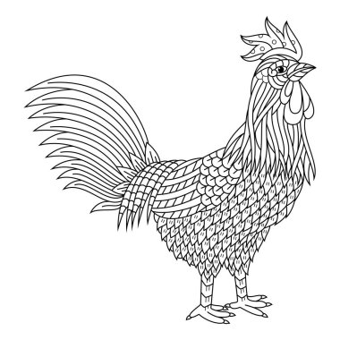 Zentangle tarzında çizilmiş bir horoz