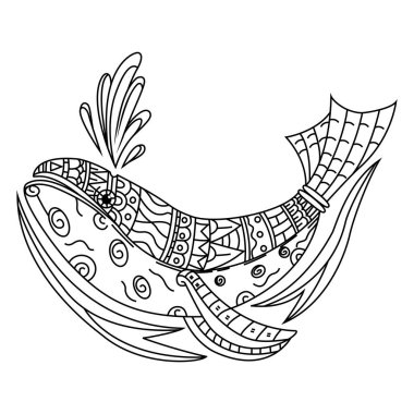 Zentangle tarzında çizilmiş bir balina
