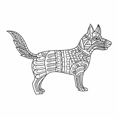 Zentangle tarzında elle çizilmiş köpek.