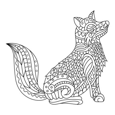 Zentangle tarzında çizilmiş tilki eli