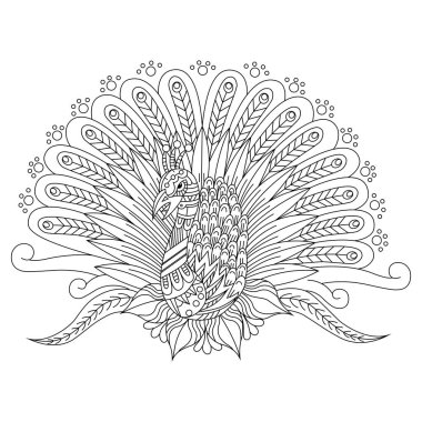 Zentangle stilinde el çizimi tavus kuşu