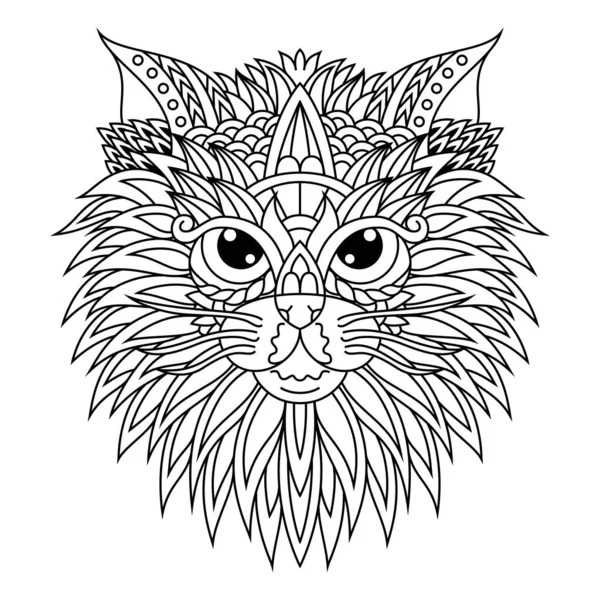 Zentangle tarzında kedi kafası çizilmiş.