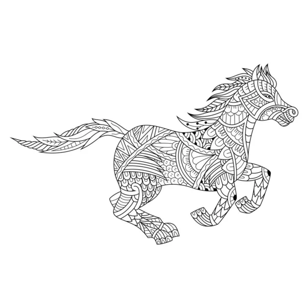 Mão Desenhada Cavalo Estilo Zentangle —  Vetores de Stock
