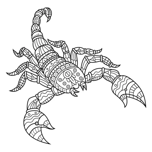 Disegnato Mano Scorpione Stile Zentangle — Vettoriale Stock