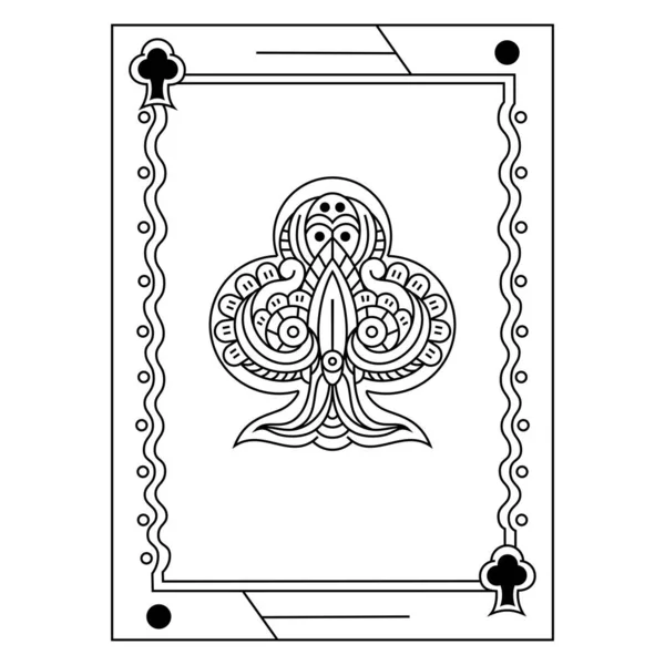 Mano Disegnata Carta Poker Stile Zentangle — Vettoriale Stock