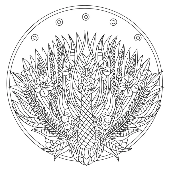 อวาดของนกย งในสไตล Zentangle — ภาพเวกเตอร์สต็อก