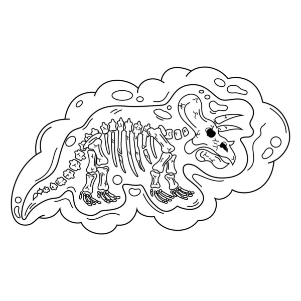 Zentangle Tarzında Triceratops Fosilinin Çizimi — Stok Vektör