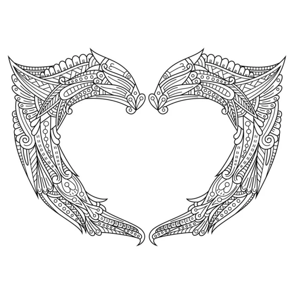 Illustration Coeur Zentangle Dessinée Main — Image vectorielle