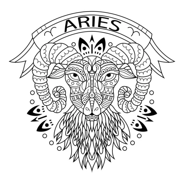 Dessin Main Aries Style Zentangle — Image vectorielle