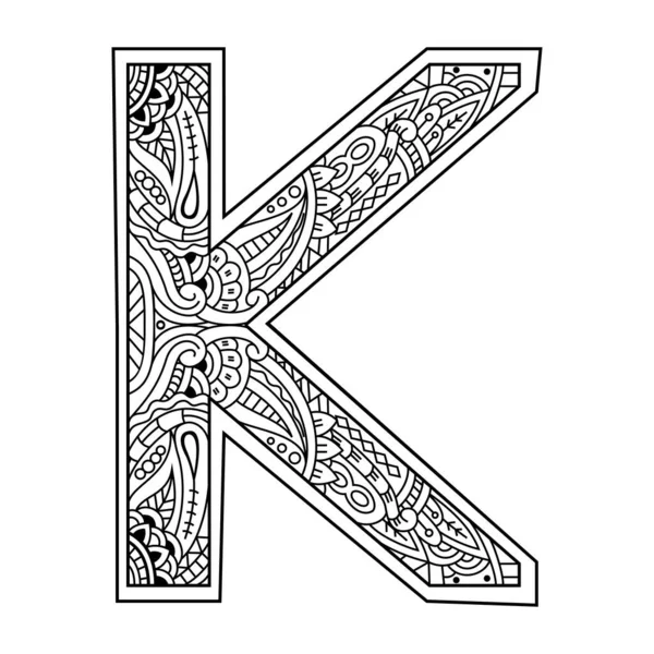 用Zentangle风格手绘的附属字母K — 图库矢量图片