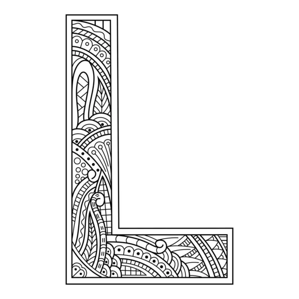 用Zentangle风格手绘的连字符L — 图库矢量图片
