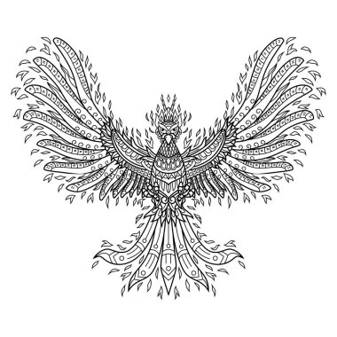 Zentangle stilinde Phoenix 'in el çizimi