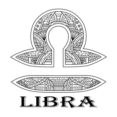 Zentangle biçiminde el çizimi Libra