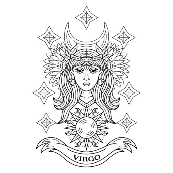 Hand Drawn Virgo Zentangle Style — Stock Vector