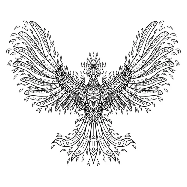 Zentangle stilinde Phoenix 'in el çizimi