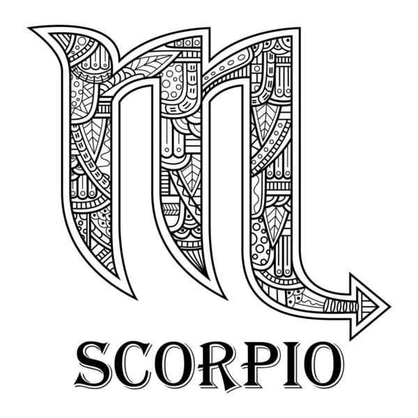 Handgezeichnet Von Skorpionen Zentangle Stil — Stockvektor