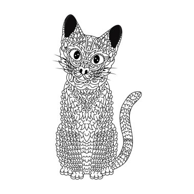 Zentangle tarzında çizilmiş bir kedi