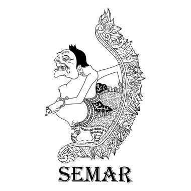Wayang zentangle stilinde semar karakteri