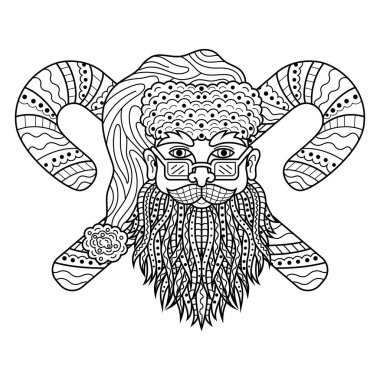 Noel Baba 'nın eli zentangle stiliyle çizilmiş.