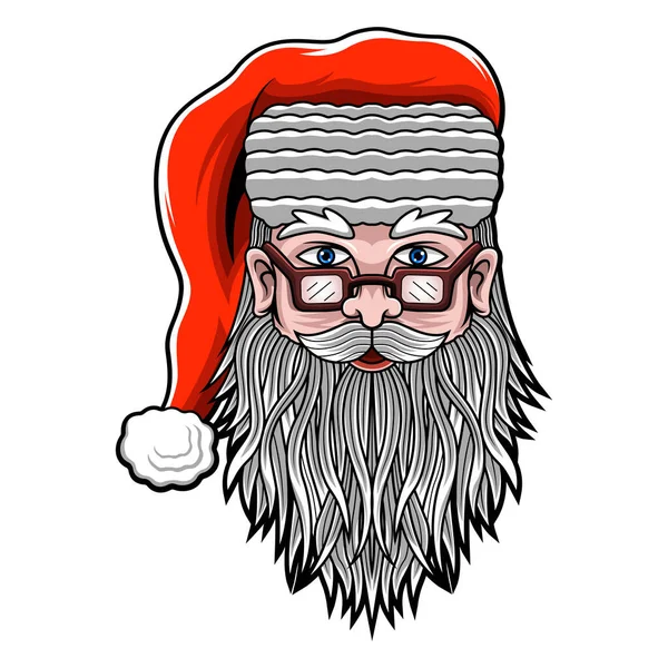 Weihnachtsmann Kopf Maskottchen Logo Design — Stockvektor