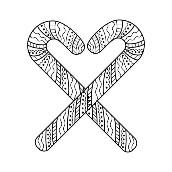 Bâton Noël Dessiné Main Dans Style Zentangle — Image vectorielle