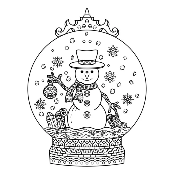 Handgezeichneter Schneemann Zentangle Stil — Stockvektor