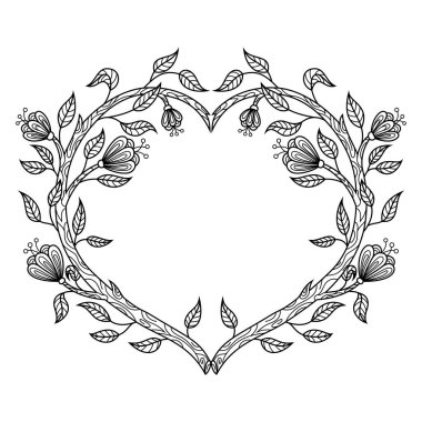 Zentangle tarzında el çizimi aşk çerçevesi