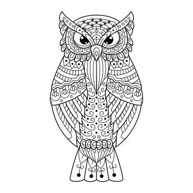 Zentangle tarzında el çizimi baykuş