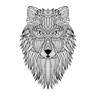 Elle çizilmiş kurt başı çizimi